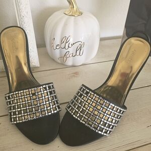 Guess Black and Silver Studded Mules